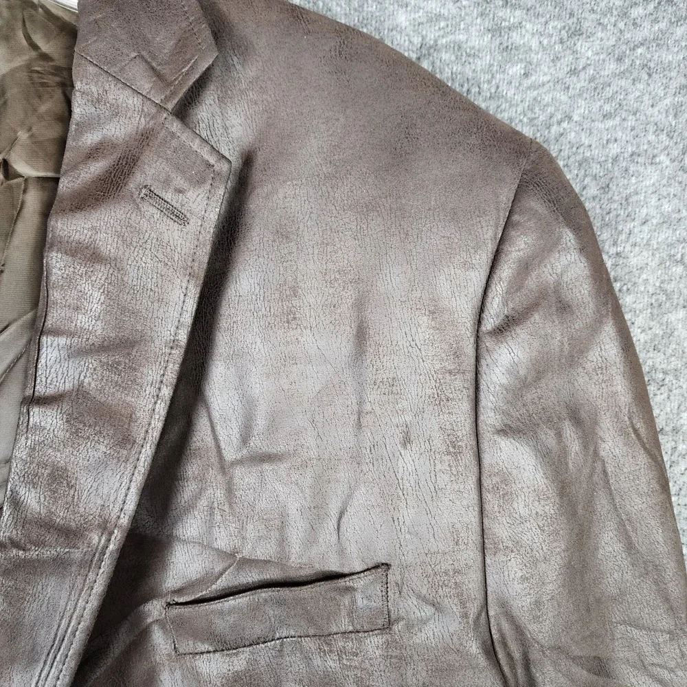 Calvin Klein Blazer Mens 54L Faux Leather Brown EUC